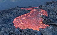 Lava flow is a moving outpouring of lava, which is created during a non-explosive eruption.
