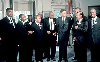 Photograph of the President Kennedy's meeting with the leaders of the March on Washington.
