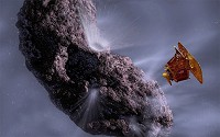 Deep Impact spacecraft hurtles toward Comet Tempel-1.