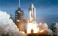 Launch of the space shuttle (or any rocket) is a clear demonstration of Newton's first and third law of motion.