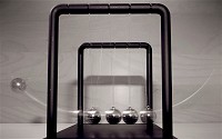 Newton's cradle is a device named after Sir Isaac Newton that demonstrates conservation of momentum, law of inertia and Newton's third law of motion.