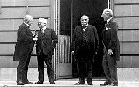 World War I - Paris Peace Conference, May 27, 1919 : (L - R) Prime Minister David Lloyd George (Great Britian), Premier Vittorio Orlando (Italy), French Premier Georges Clemenceau and U.